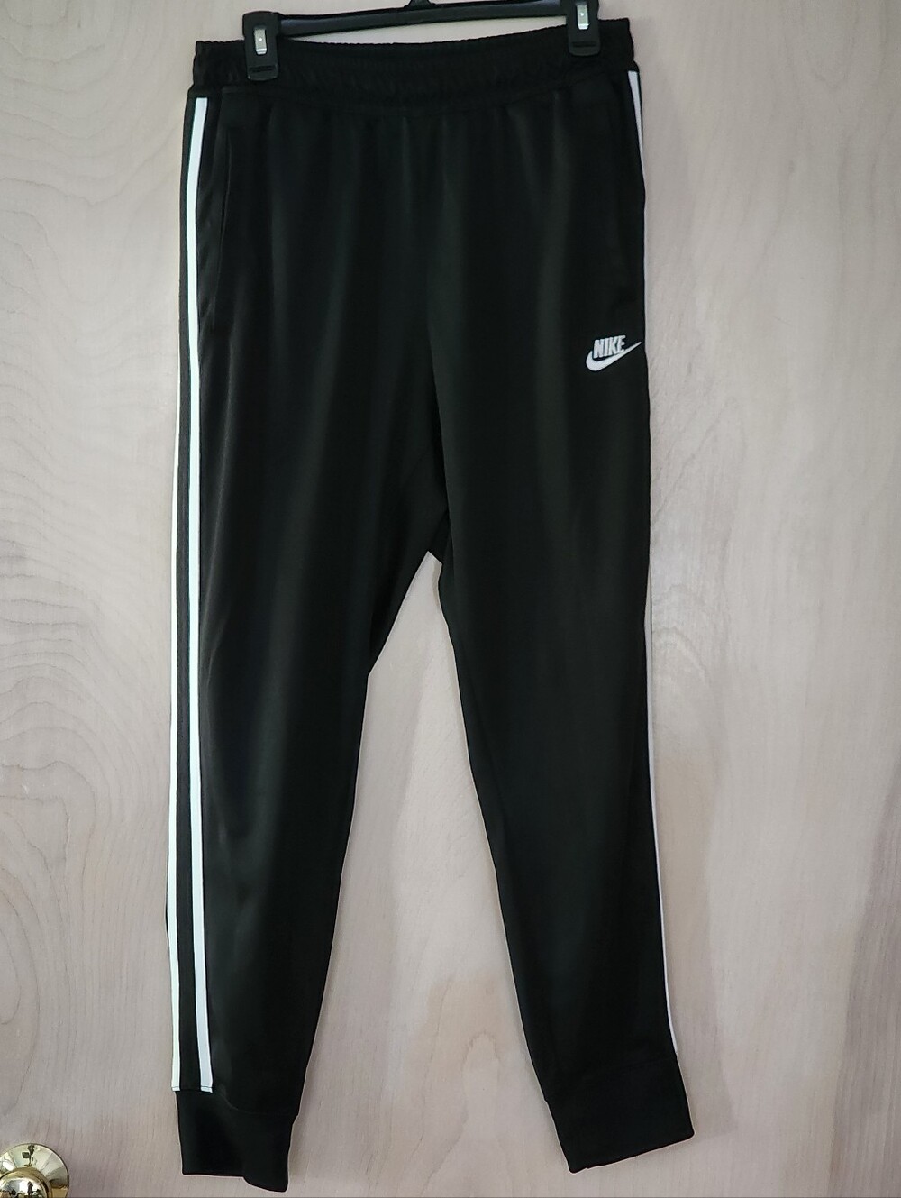 Nike Black Joggers with White Side Stripes Size L